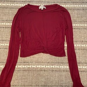 Small Burgundy Long Sleeve Crop Top